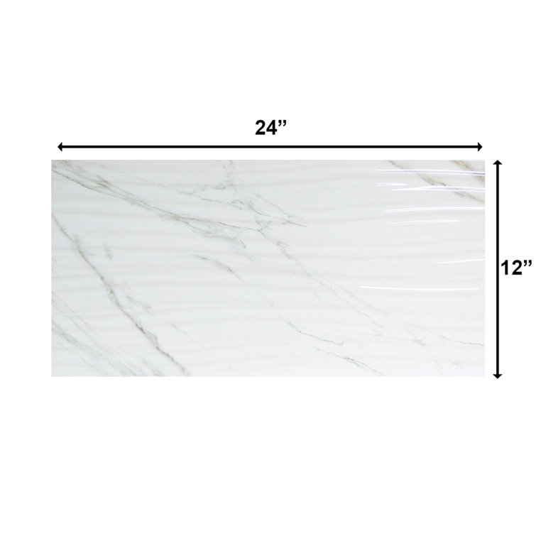 Qube Tiles Dantilia Wave 12" x 24" 3D Deco Marble Look Wall Tile